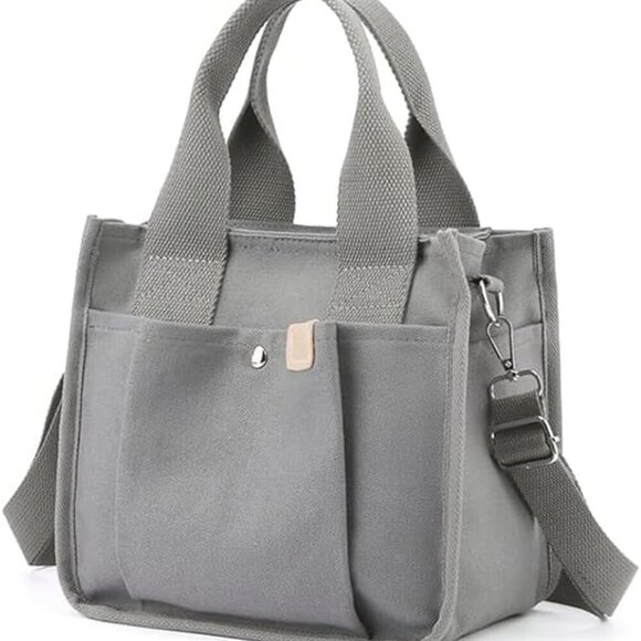 Other - Small Canvas Tote Bag with Zipper, Canvas Multi-Pocket Crossbody Bag Purse Top H